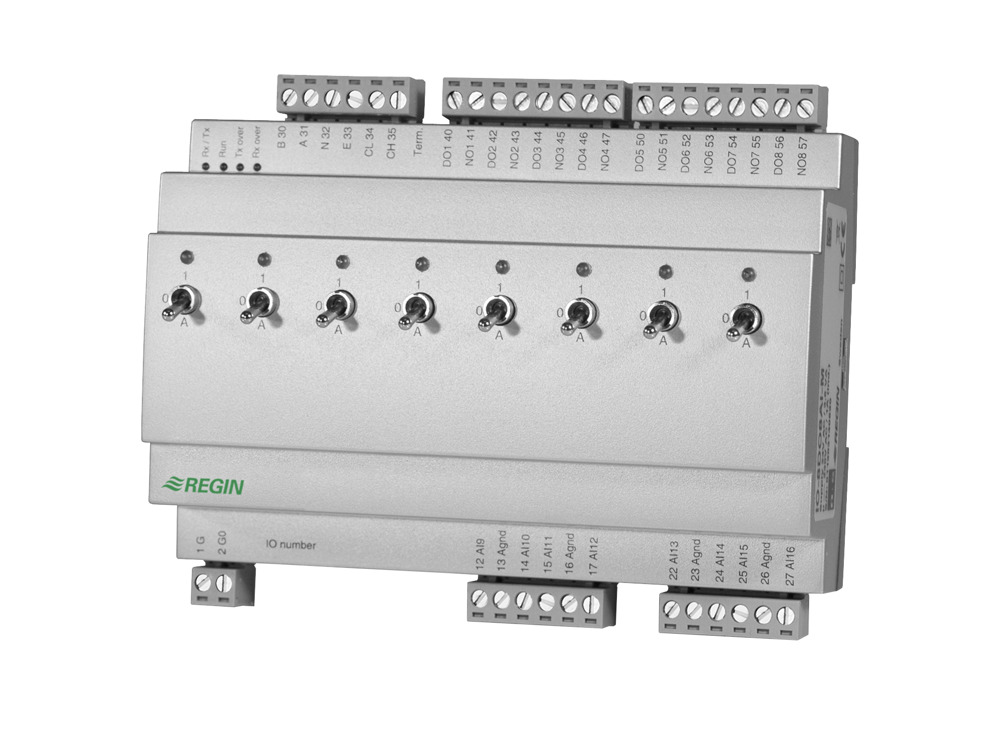 I/O module with 8 digital outputs and 8 analogue inputs - Regin