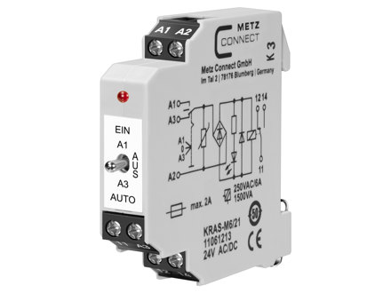 KR24-1W-S – Koppelrelais mit Handschalter