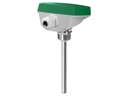 Immersion sensor with housing and well in acid-proof stainless steel.